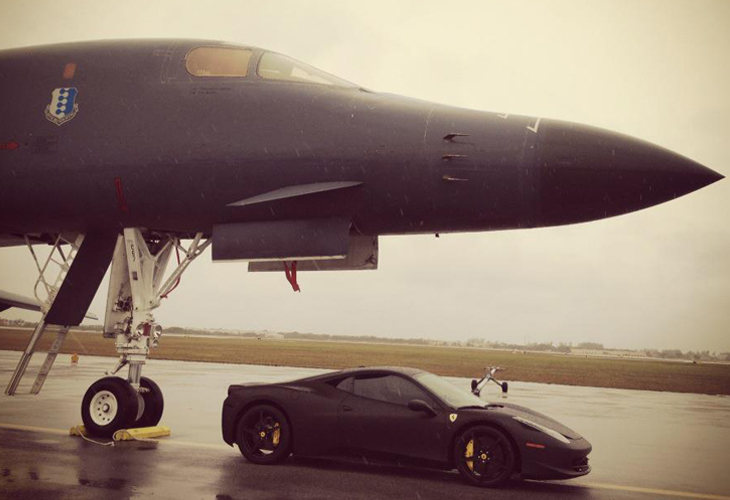 Flo Rida matte black Ferrari and B-1 bomber